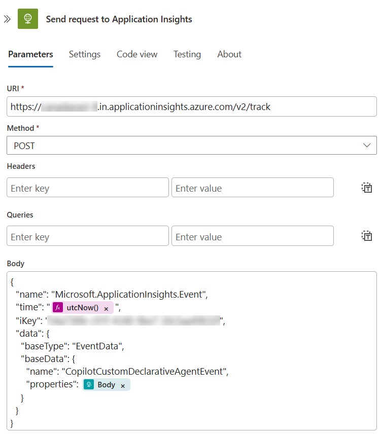 image title Logic App Send Request