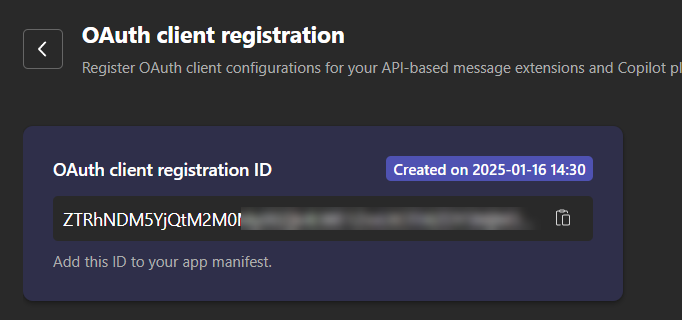 image title OAuth registration key