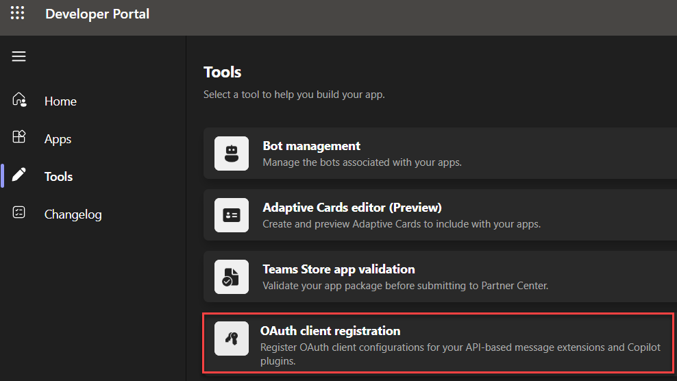 image title Teams OAuth registration
