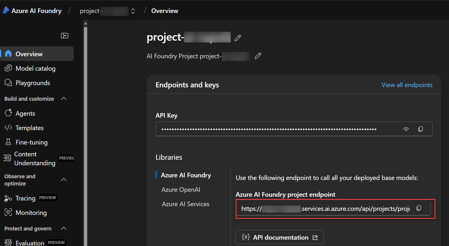 Foundry project endpoint