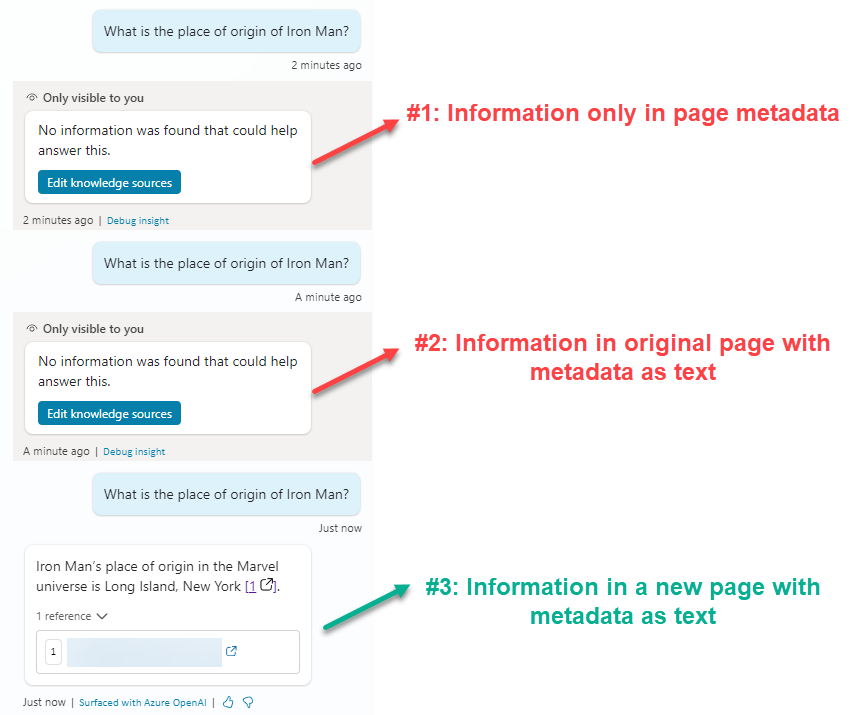 Conversation outcomes alter-text